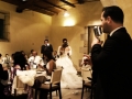 The bride and groom could not wait for the first dance so they started during dinner!